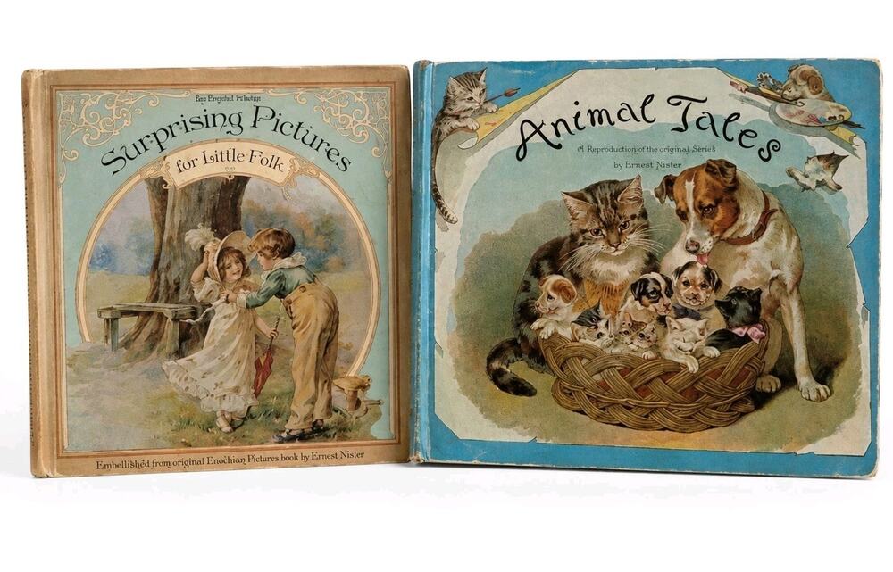 Vtg Ernest Nister Childrens Book Lot Surprising Pictures Animal Tales Pop-Up